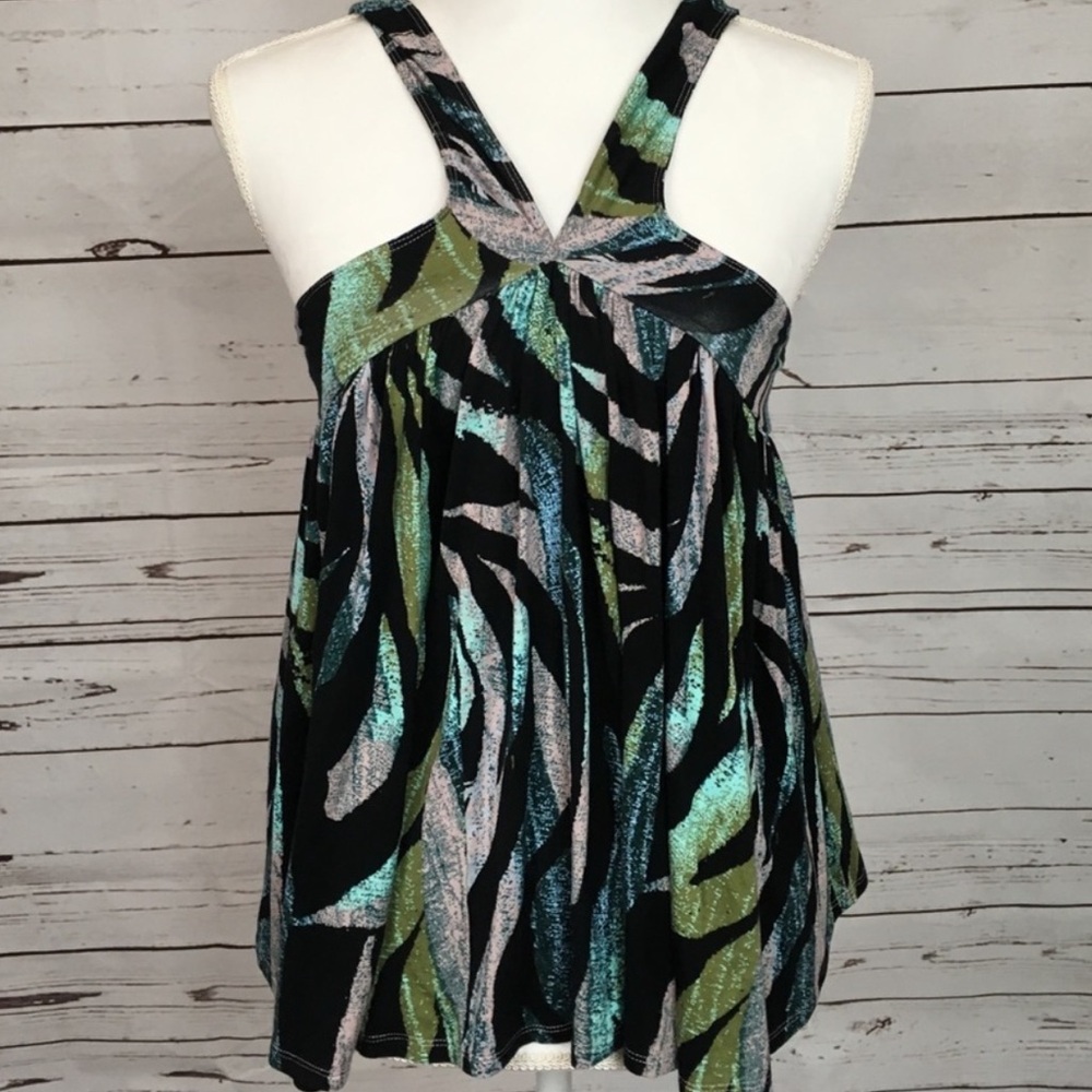 We The Free Black and Green Patterned Top
